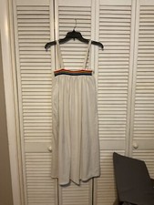 70s Vintage Women's White Terry Cloth spaghetti strap rainbow stripe dress
