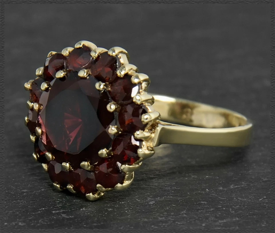 Vintage Granat Damen Ring aus 333 Gold, mit 8,3ct, um 1950 Gelbgold Cocktialring - Bild 4 von 4