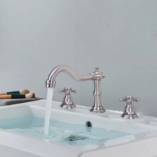 Brushed Nickel Widespread Deck Mounted Bathroom Sink Faucet Mixer Tub Tap 2nf689