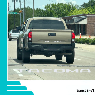 White vinyl letter decals for the Toyota Tacoma tailgate insert