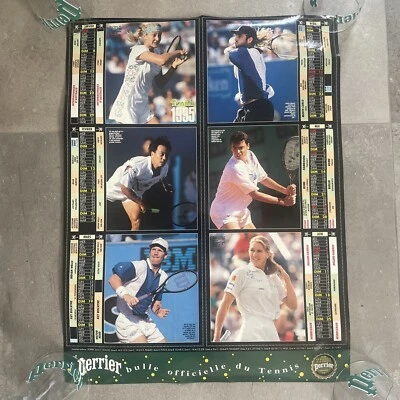 Affiche Originale PERRIER CALENDRIER TENNIS 1995- Agassi, Graf...- 41 x 54 cm - Photo 1/4