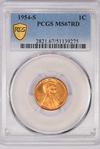 1954 S Lincoln Wheat Cent PCGS MS67RD Gem Red Coin 1C - Picture 2 of 3