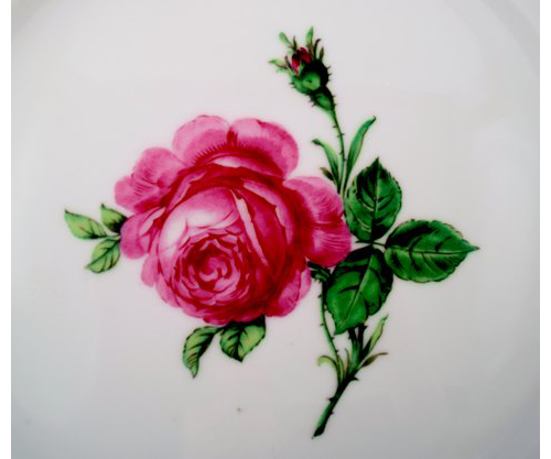 6 Royal Copenhagen large plates, hand painted with a pink rose (same motiv) - Picture 2 of 3