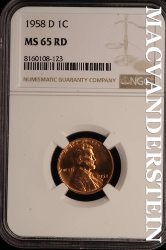 1958-D Lincoln Wheat Cent - NGC MS 65 RD - Brilliant Uncirculated  #SLE15