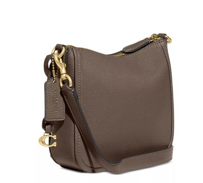 Coach Chaise Pebbled Leather Crossbody Bag - Dark Stone