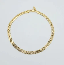 Gold 5mm Double Link Bracelet or Anklet, 14k Heavy PLated