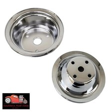 Small Block Chevy Chrome Pulley Set Sbc 1 Groove Long Pump 283 305 327 350 400
