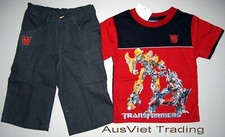 BNWT Transformers Tshirt embroidered t-shirt top 3/4 pants 2pc outfit set new