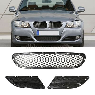 3Pcs Front Lower Bumper Fog Light Grilles For BMW E90 LCI 325i 328i 335i 08-12