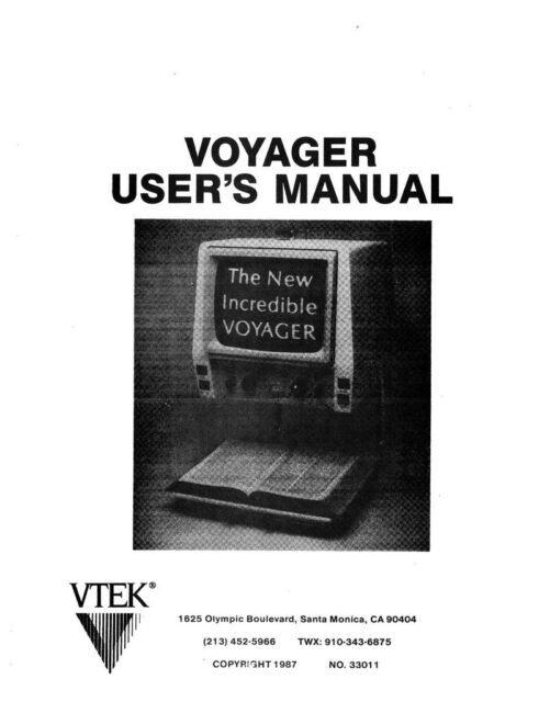 Vtek Voyager Electronic Visual Aid Owners Manual | eBay