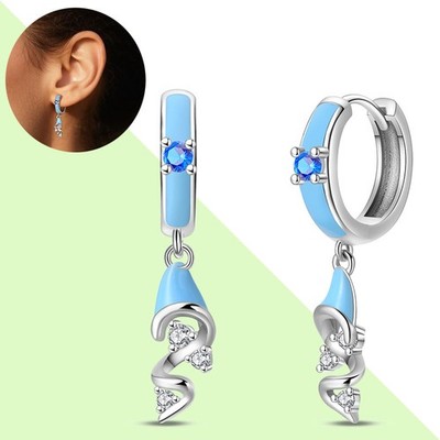PANDACH 925 Sterling Silver Mermaid Fish Tail Drop Earrings For Women Jewelry