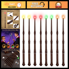 Magic Wizard Wand Set of 8 - Light Up Color Changing Toys with Sound for Kids Co