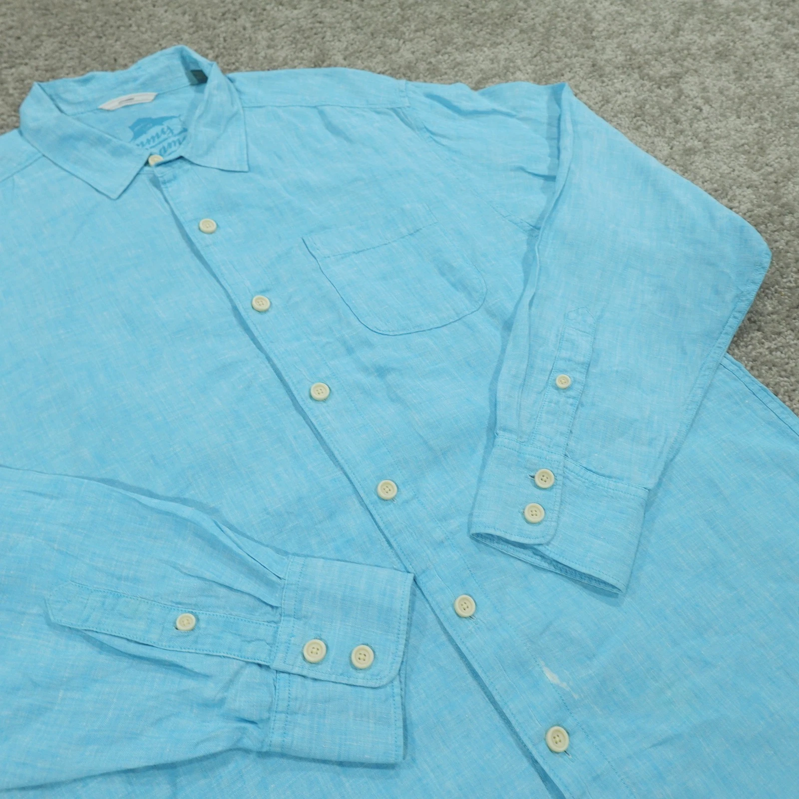 Tommy Bahama Shirt Mens Extra Large Button Up Long Sleeve 100% Linen Light