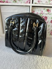 Fred Perry Amy Winehouse Quilted Black Patent Gold Bowling Bag