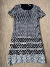 Tory Burch Womens XS Blue Feather Beverly Dress Crochet Mini Cotton Lined
