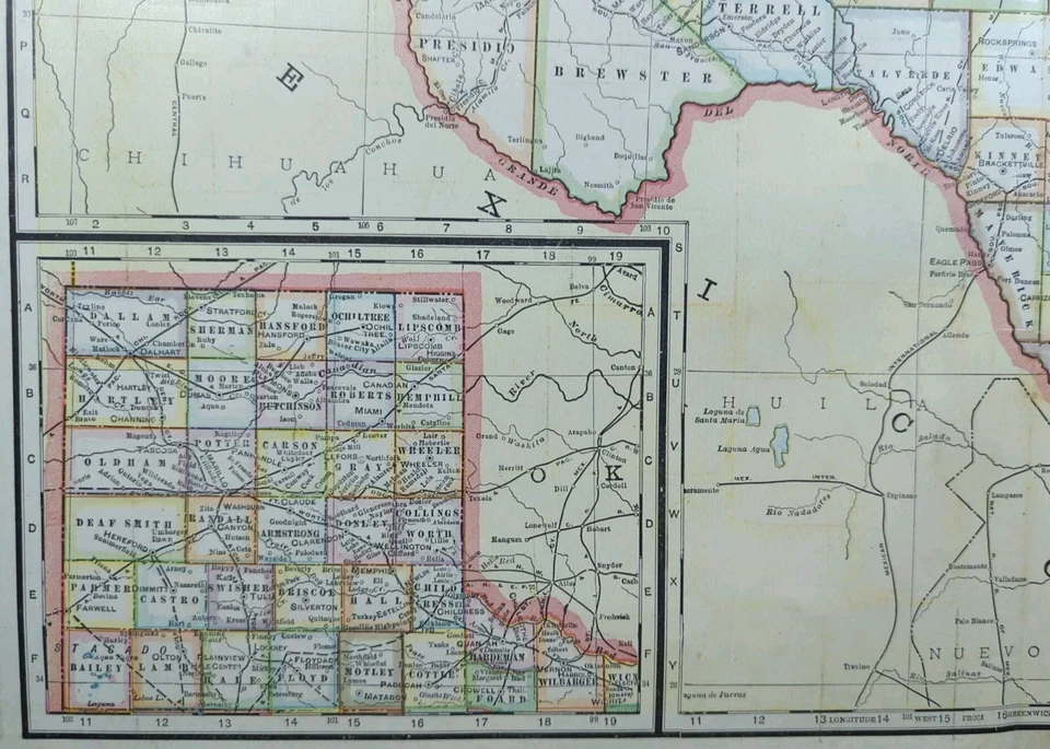 Mapa de Texas 1911 de colección 22"x15" antiguo original AUSTIN DALLAS FORT VALT TX Foto 4 de 4