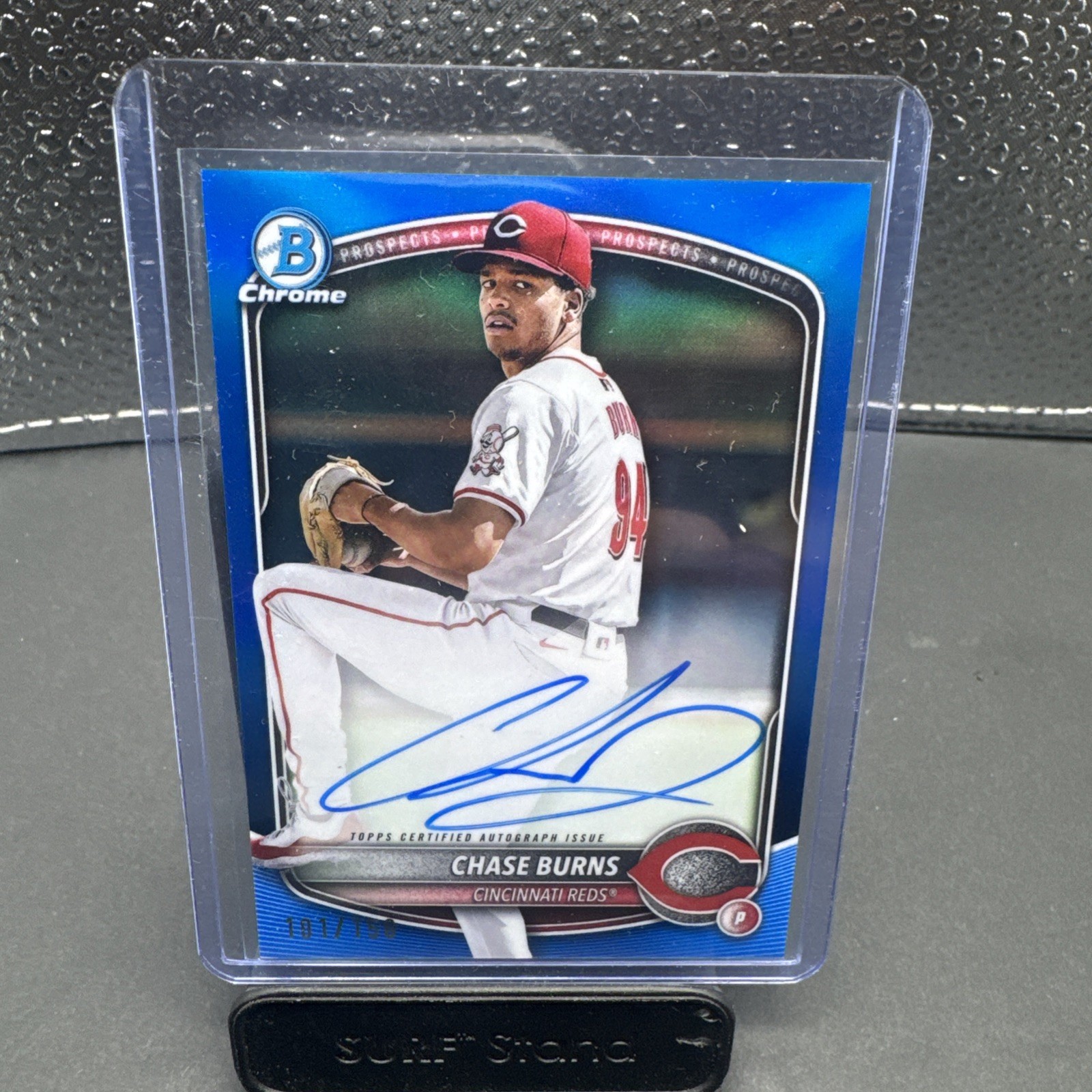 2025 Bowman Chase Burns Blue Refractor Chrome Prospect Auto /150 #CPA-CB Reds