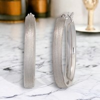 Creolen Oval 925 Sterling Silber Mattiert Ohrringe Silberohrringe Silbercreolen