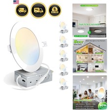 6 Pack 6 Inch 5CCT Ultra-Thin LED Recessed Ceiling Light, 2700K/3000K/4000K/5...