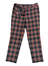 Tommy Hilfiger Pants Womens 10 Ashby Ankle Red Plaid Slim Stretch Mid Rise Retro