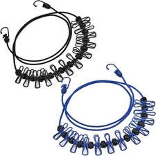 2 Pack Portable Travel Clothesline  Black Blue Retractable Portable Clothesli...