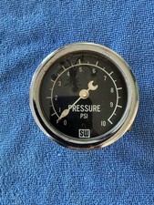 Stewart Warner 2-58 Fuel Pressure Gauge Curved Glass Crescent Moon Tulip Needle Stewart Warner 2-58 Fuel Pressure Gauge Curved Glass Crescent Moon Tulip Needle