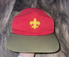Boy Scouts of America Snapback Cap Hat Green Red Made In USA Vintage BSA