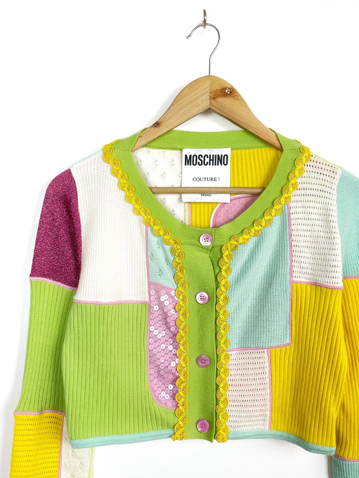Moschino Couture Multicolor Patchwork Wool Cardig… - image 2