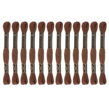 12 Skeins Embroidery Floss 8m Each Cotton Cross Stitch Thread Brown