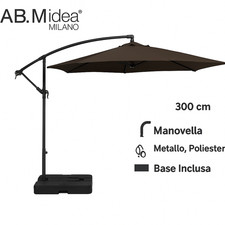 Ombrellone Banana AB.M Idea Milano 3 Metri con Base Acciaio e Manovella