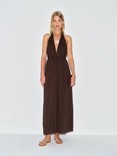 NEW Reformation Kiran Maxi Halter Dress Mole Brown | US 6 UK 10