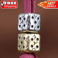 Dice Brass Knife Bead EDC Paracord Lanyard DIY Outdoor Charm Rope Pendant
