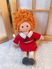 Vintage 1977 Annie Rag Doll Orange Hair 9"H