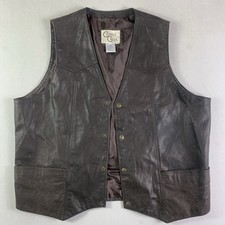 Cripple Creek Leather Vest Men 2XL Brown Snap...