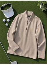 Greg Norman 1/4 Zip Sweater Mens L NWT 75 Cotton Long Sleeve Pullover Dune