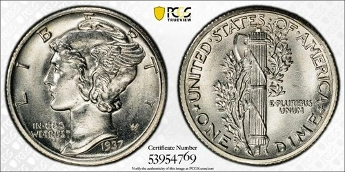 1937-D  Mercury Dime PCGS MS-64FB