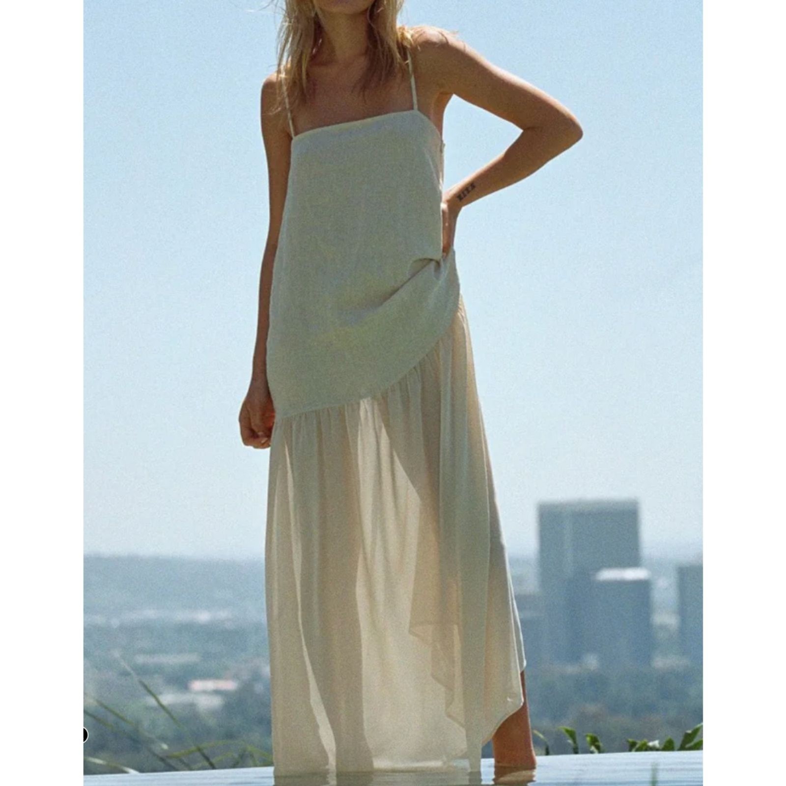 NWOT VRG GIRL Nora Linen Maxi Dress in Natural Women's Size US 8