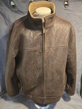 Vintage Y2K Calvin Klein Men's Faux Leather Bomber Jacket Zippered Pockets XL