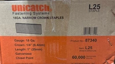 1Cs. L13/9025/L25 1" GALV. STAPLES FOR SENCO,DEWALT & PORTER CABLE 12 Boxes/Case