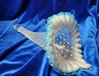 Fenton Light Blue Opalescent Hobnail Epergne Horn. 9 3/4 Inch
