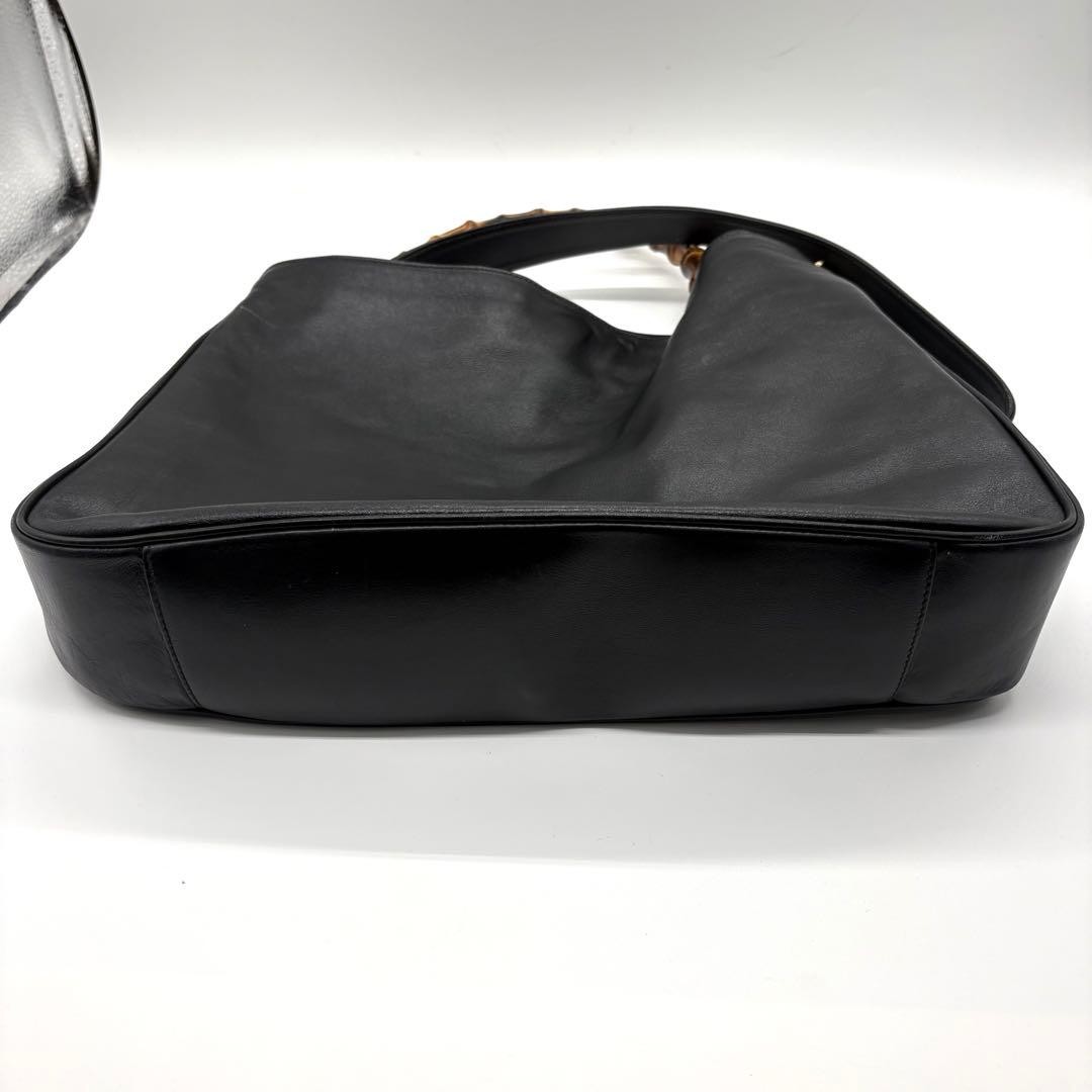 GUCCI 001 123 1577 Bamboo Shoulder Bag Leather Black Vintage Logo From Japan thumbnail 16