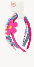 Wonder Nation 3-Piece Girls Headbands   Pink Flower  Beaded Designs