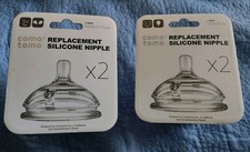 2-packs Comotomo 6 Months Silicone Nipples 3 Hole Fast Flow 4 Total NEW