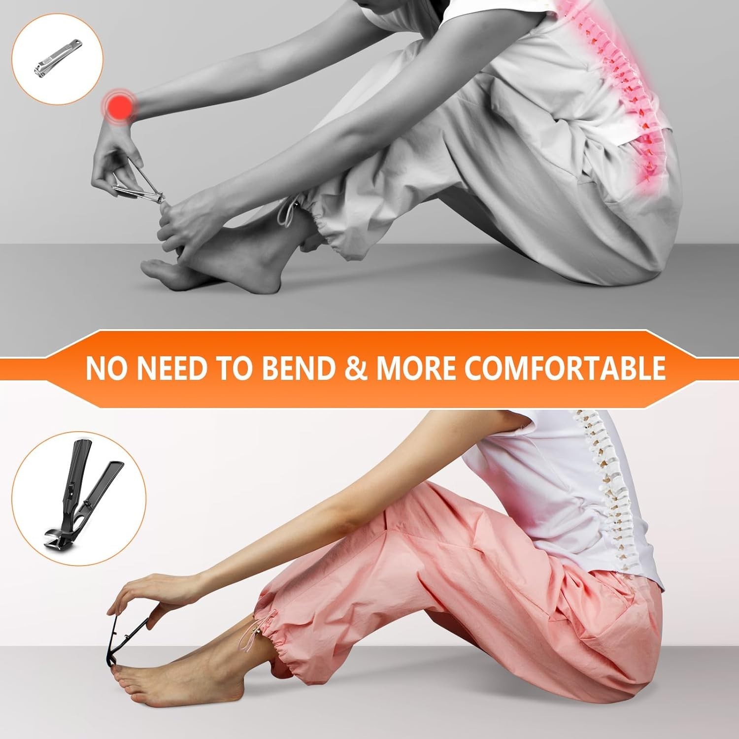 Curved Blade Toenail Clippers with Wide Jaw - Ideal for Thick and Ingrown Nails