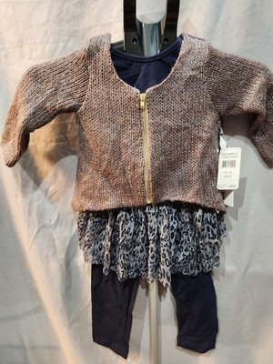 Partourelle 4T - 3 Piece Set w/ Knitted Sweater, Sleeveless Tunic & Pants