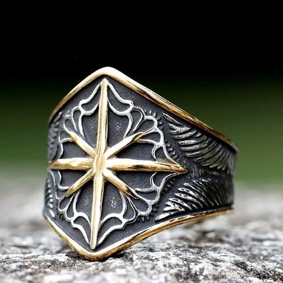 Viking Star Wings Ring Stainless Steel Ring