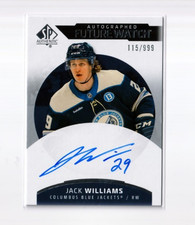 JACK WILLIAMS '25/26 SP Authentic FUTURE WATCH AUTOGRAPH rookie card #'d /999. rookie card picture