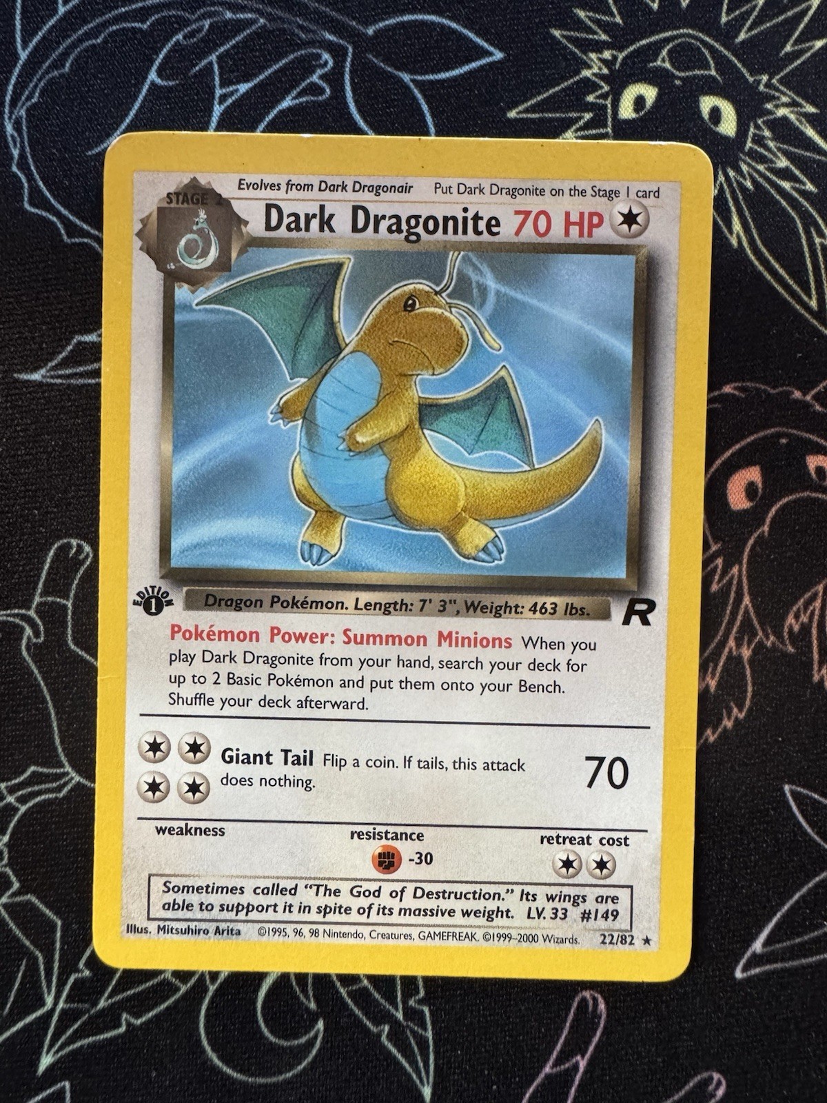Dark Dragonite 22/82 Rare Reg English Team Rocket Pokemon Vtg - NM