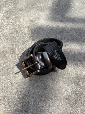 Emporio Armani Leather Belt Black 110 cm 43'' Brass Buckle 35 mm 