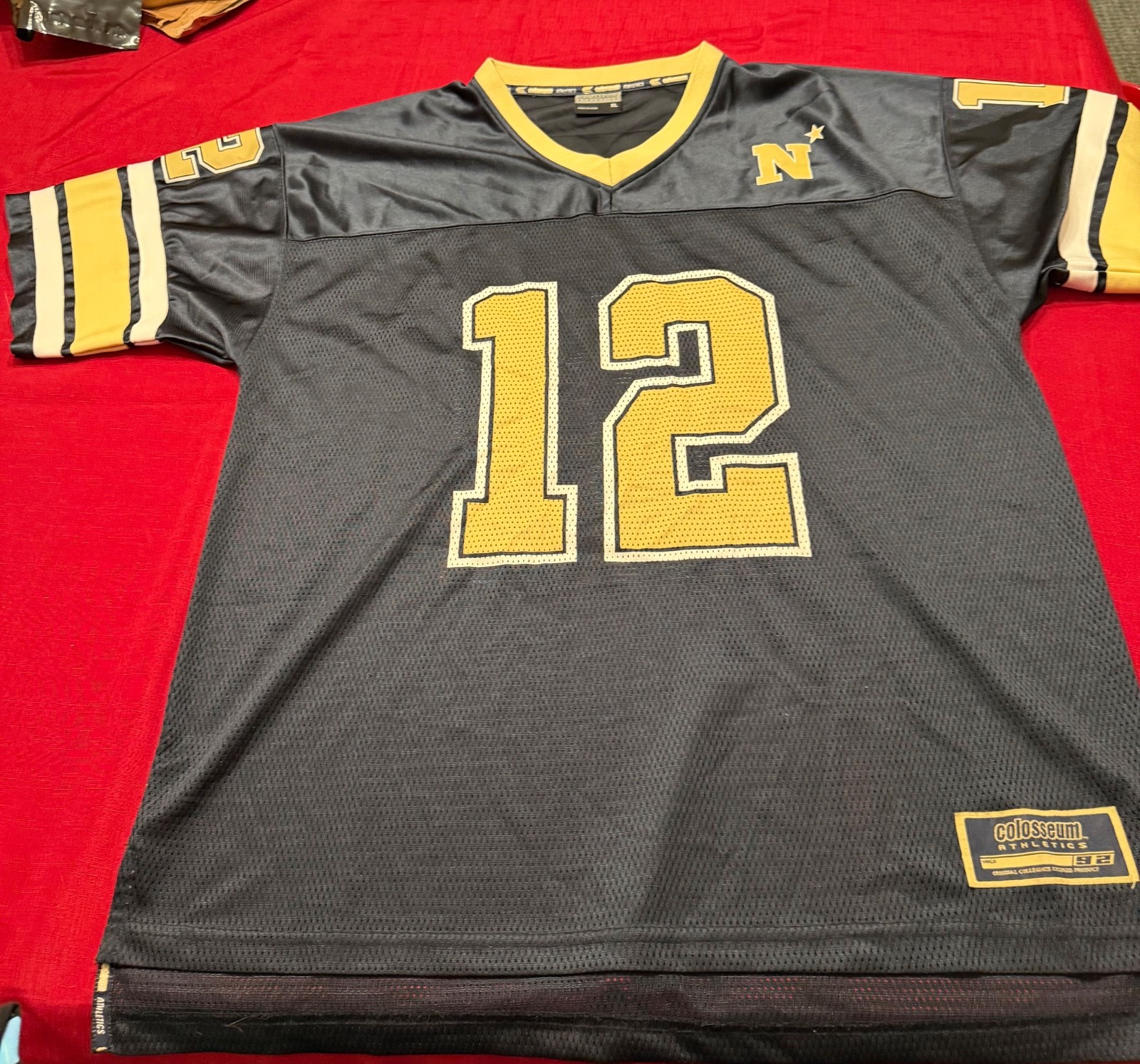 Vntg Naval Academy Football Jersey #12 Colosseum Athletics  Blue gold Size XL